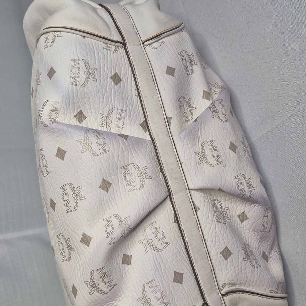 MCM White Shoulder Bag with Logo Pattern - Picture 17 of 17